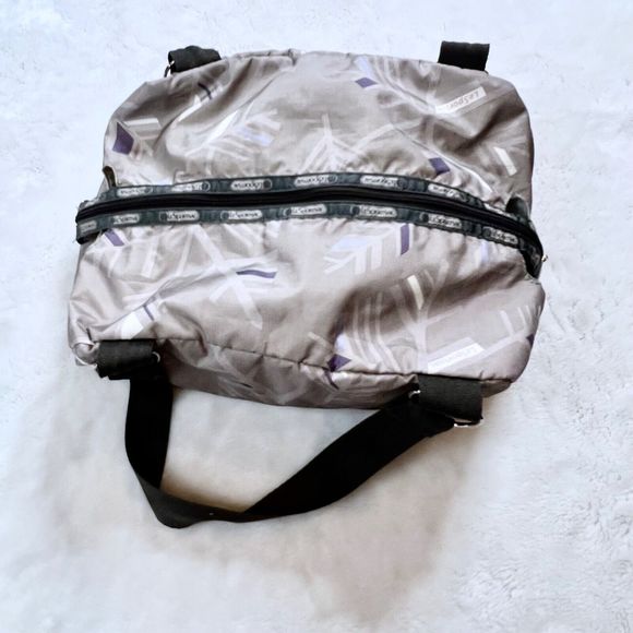 LeSportsac Suzette Satchel Tavel Bag Gray Print Lightweight Shoulder Bag - Picture 5 of 9